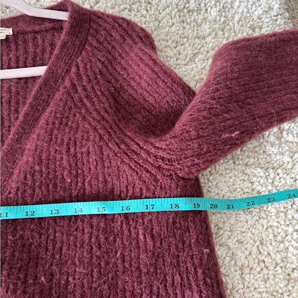 Wilfred Maroon Longline Button Front Mohair Wool Blend Cardigan XS - Picture 8 of 9